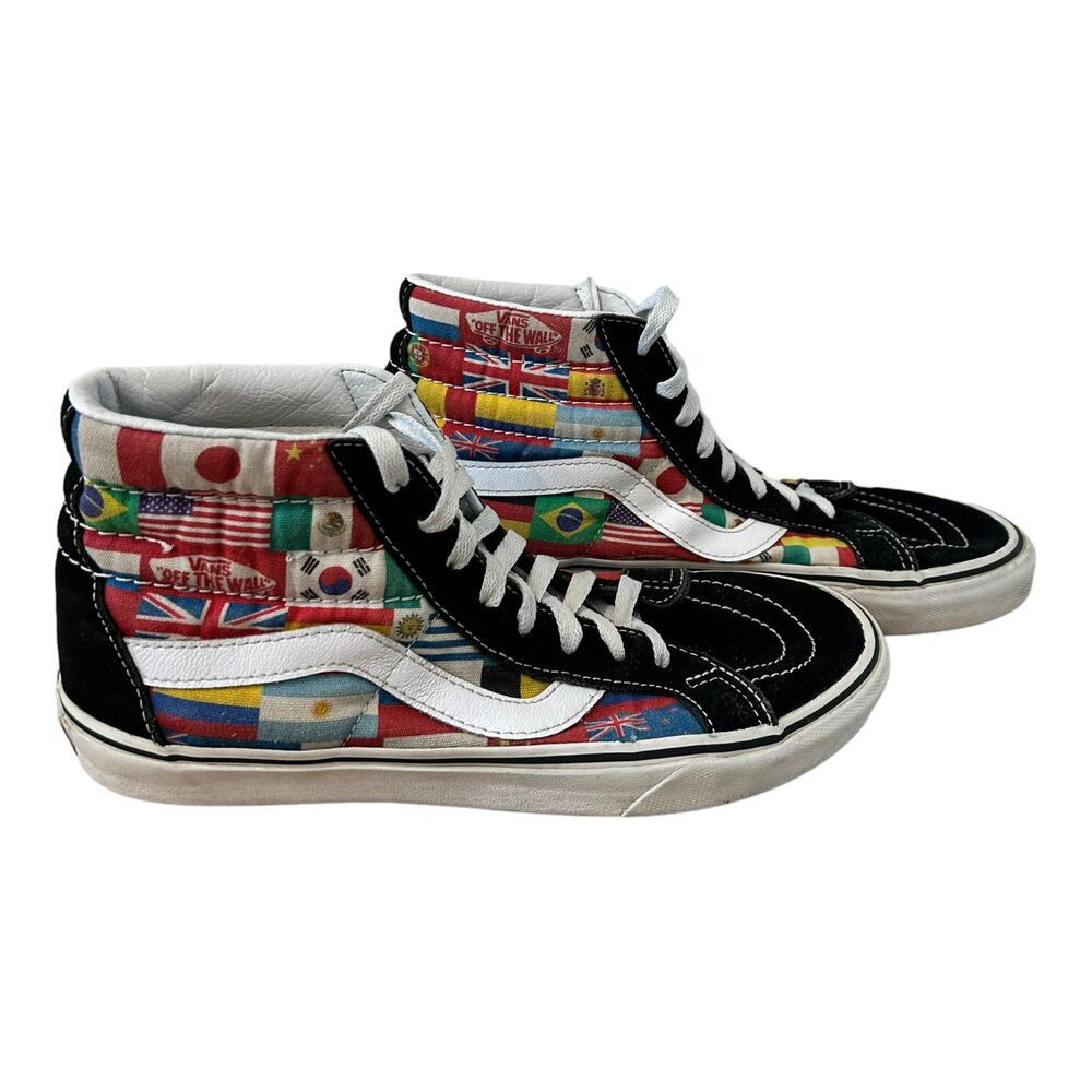 Two Different Sizes: 8.5 and 8.0 VANS Sk8-Hi Reissue International Flags